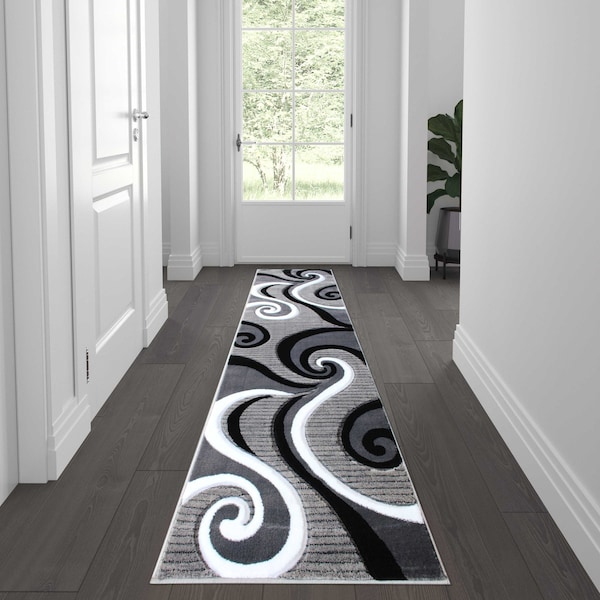 Flash Furniture Gray 2' x 7' Modern Plush Abstract Area Rug KP-RG952-27-GY-GG - main